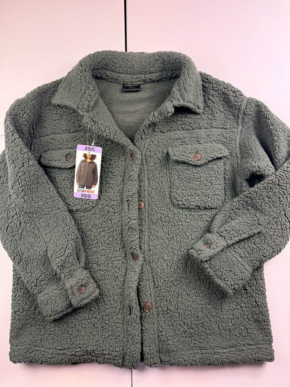 32 degrees heat Cozy Sherpa Shirt Jacket - Olive Green